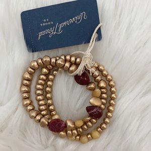 4/$20 Universal Thread Gold & Burgundy Bracelets